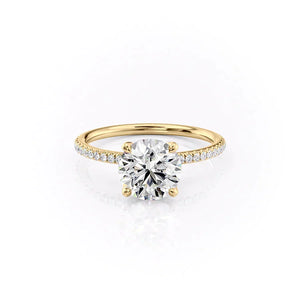 The Pave Petal Kamellie Set With A 3 Carat Round Lab Diamond