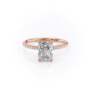 The Pave Petal Kamellie Set With A 2.5 Carat Radiant Lab Diamond