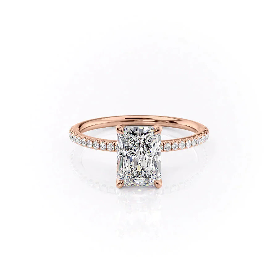 The Pave Petal Kamellie Set With A 3 Carat Radiant Lab Diamond