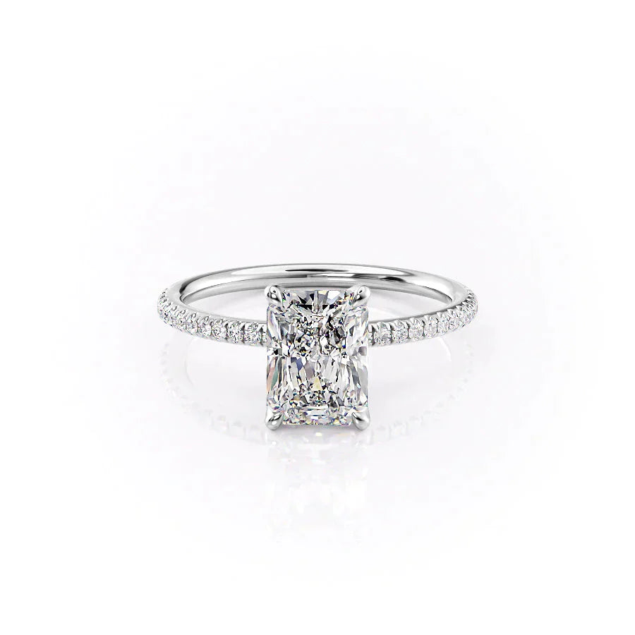 The Pave Petal Kamellie Set With A 2 Carat Radiant Moissanite