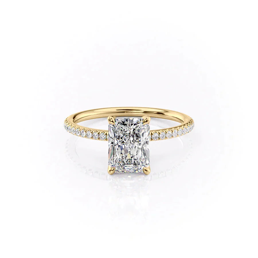 The Pave Petal Kamellie Set With A 1 Carat Radiant Lab Diamond
