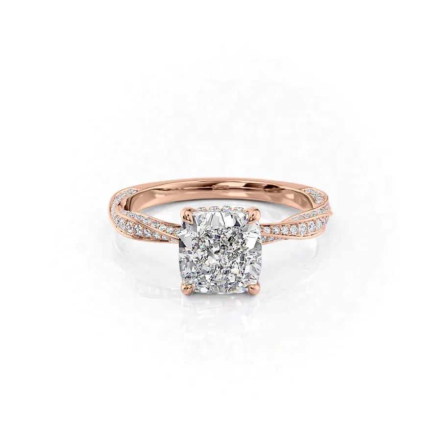 The Caroline Set With A 2 Carat Cushion Moissanite