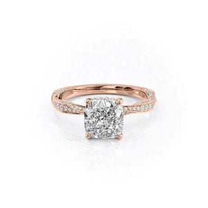 The Caroline Set With A 3 Carat Cushion Moissanite