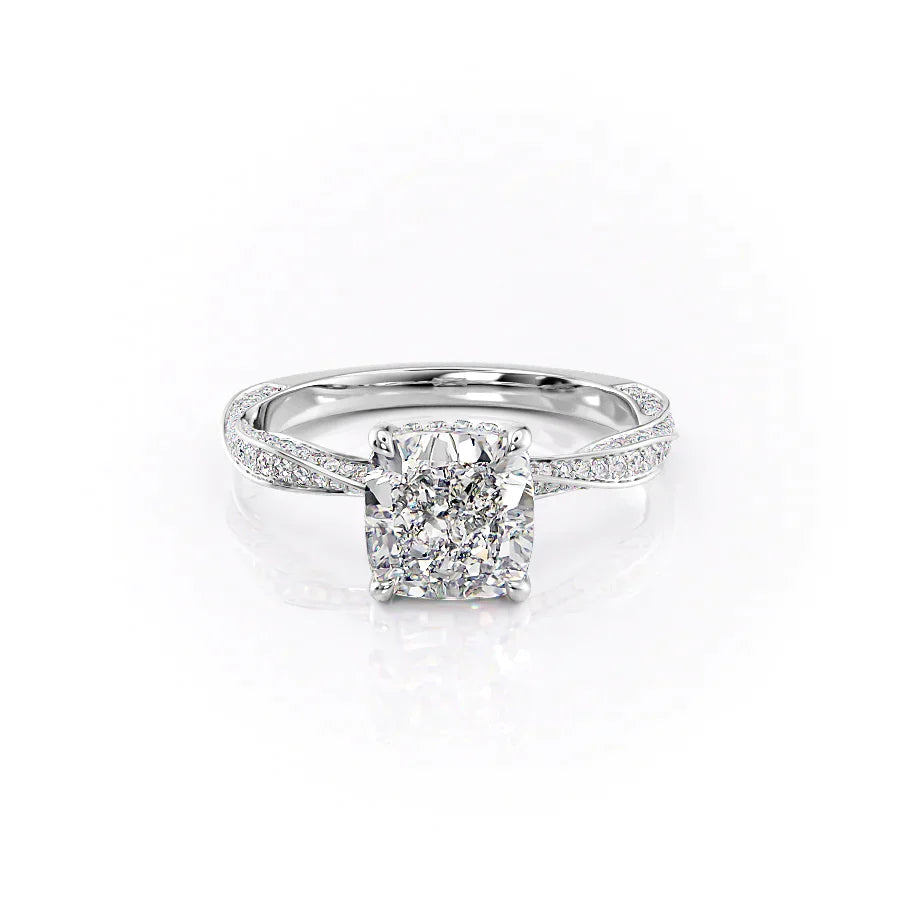The Caroline Set With A 3.5 Carat Cushion Moissanite