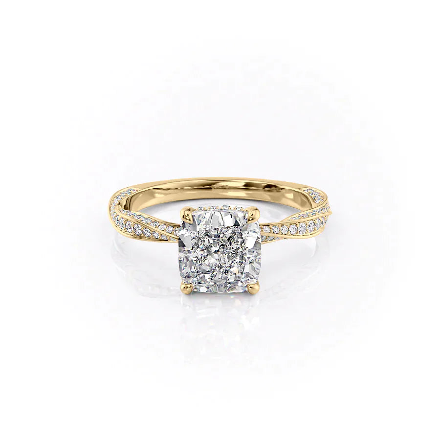 The Caroline Set With A 3 Carat Cushion Moissanite