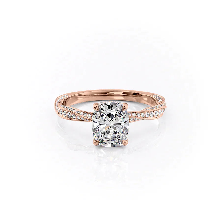 The Caroline Set With A 1 Carat Elongated Cushion Lab Diamond