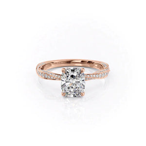 The Caroline Set With A 2.5 Carat Elongated Cushion Lab Diamond