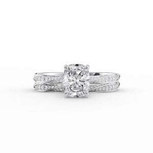 The Caroline Set With A 3 Carat Elongated Cushion Lab Diamond