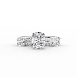 The Caroline Set With A 4 Carat Elongated Cushion Moissanite