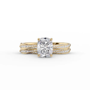 The Caroline Set With A 2.5 Carat Elongated Cushion Moissanite