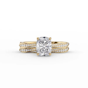 The Caroline Set With A 3 Carat Elongated Cushion Moissanite