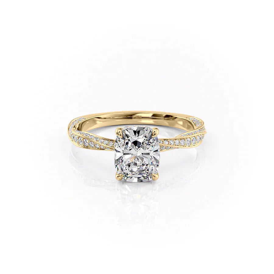 The Caroline Set With A 1.5 Carat Elongated Cushion Lab Diamond