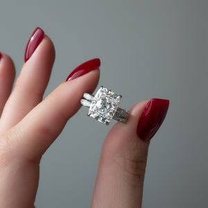 The Caroline Set With A 3 Carat Elongated Cushion Lab Diamond