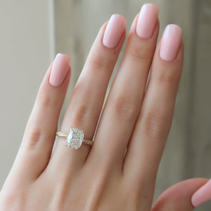 The Caroline Set With A 3 Carat Elongated Cushion Moissanite