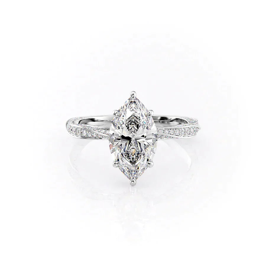 The Caroline Set With A 5 Carat Marquise Moissanite