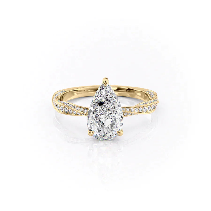 The Caroline Set With A 2 Carat Pear Moissanite