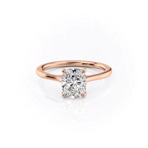 The Lexie Set With A 4.5 Carat Elongated Cushion Moissanite