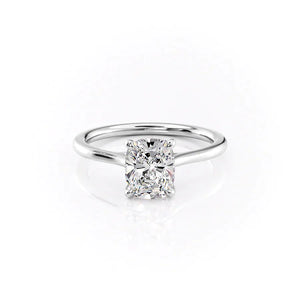 The Lexie Set With A 2.5 Carat Elongated Cushion Moissanite
