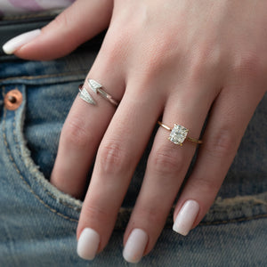 The Lexie Set With A 3 Carat Elongated Cushion Lab Diamond