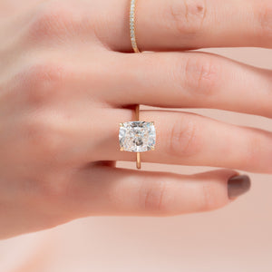 The Lexie Set With A 3 Carat Elongated Cushion Lab Diamond