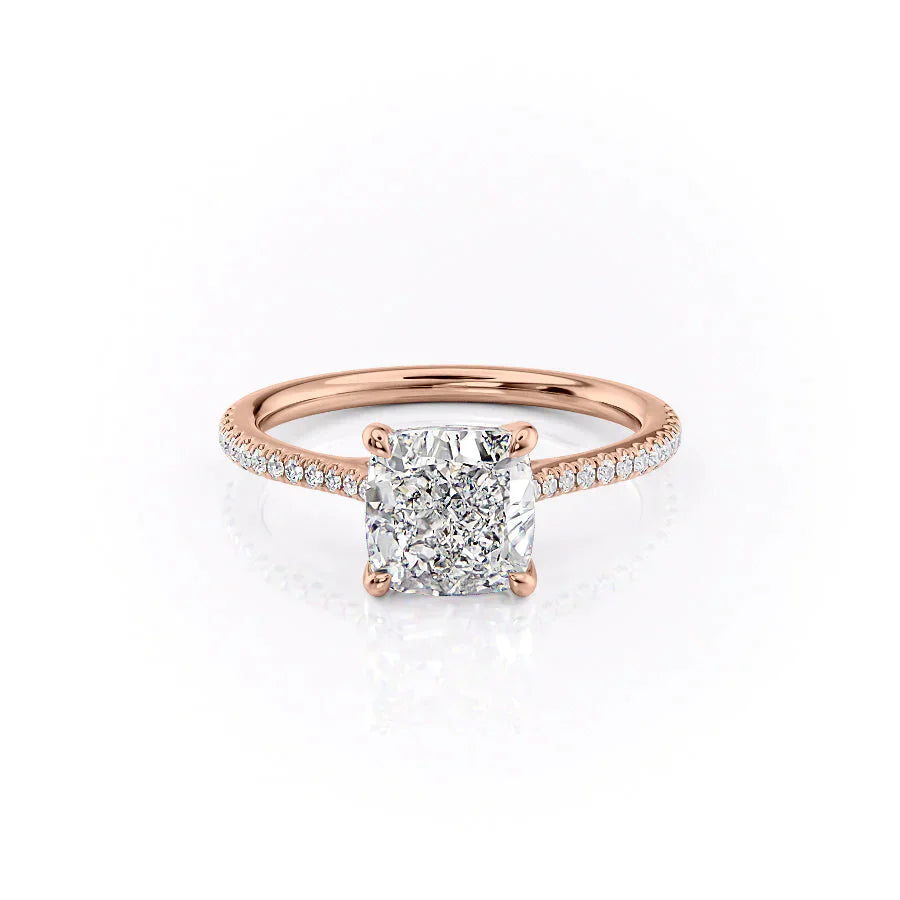 The Pave Lexie Set With A 2.5 Carat Cushion Lab Diamond