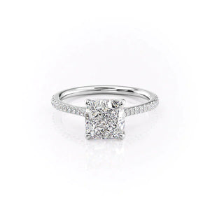 The Pave Lexie Set With A 3.5 Carat Cushion Moissanite