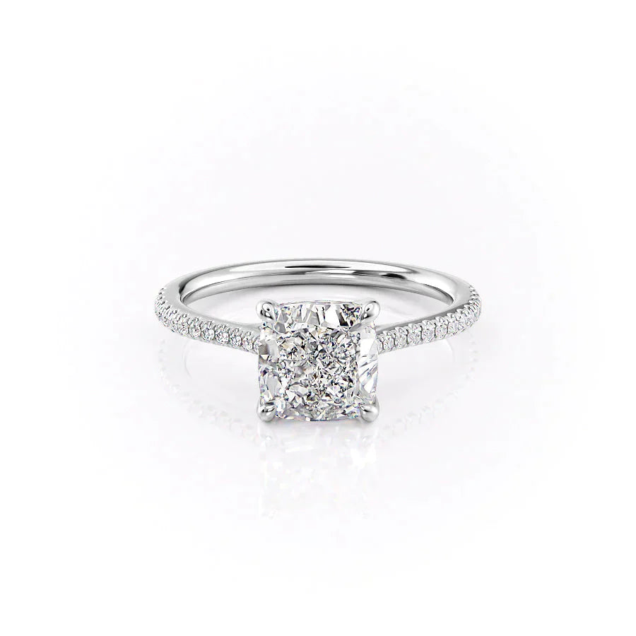 The Pave Lexie Set With A 1.5 Carat Cushion Lab Diamond