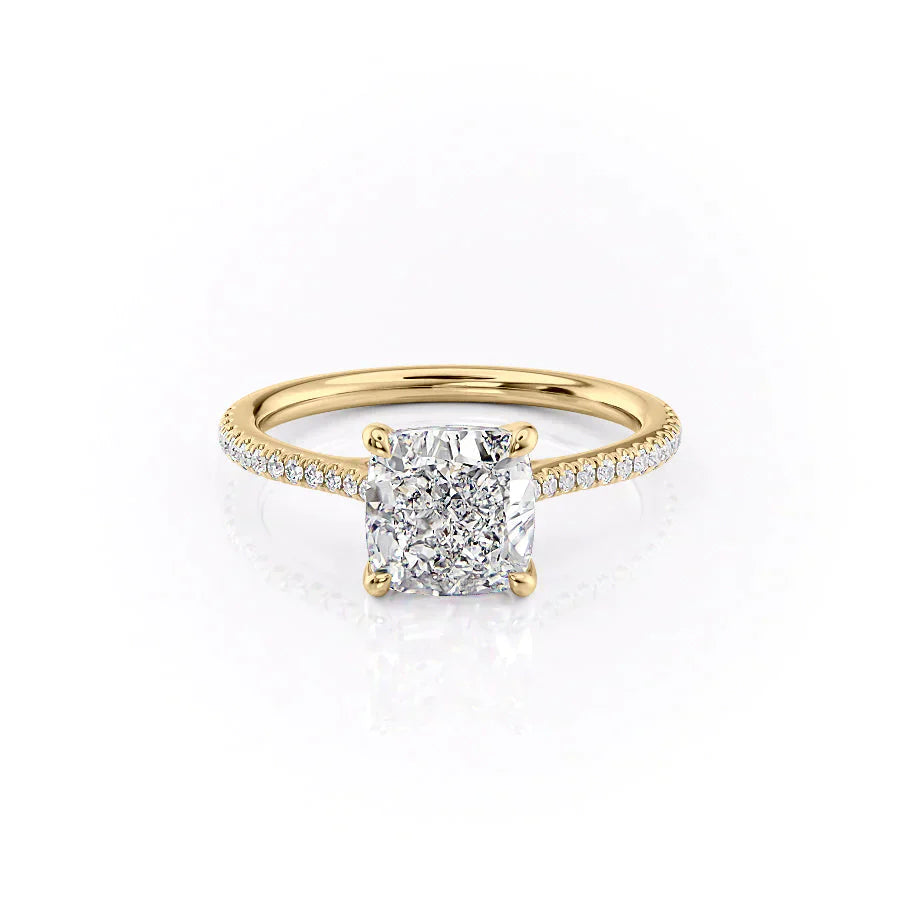 The Pave Lexie Set With A 1.5 Carat Cushion Lab Diamond