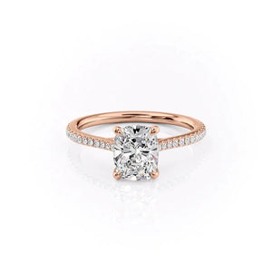 The Pave Lexie Set With A 2 Carat Elongated Cushion Lab Diamond