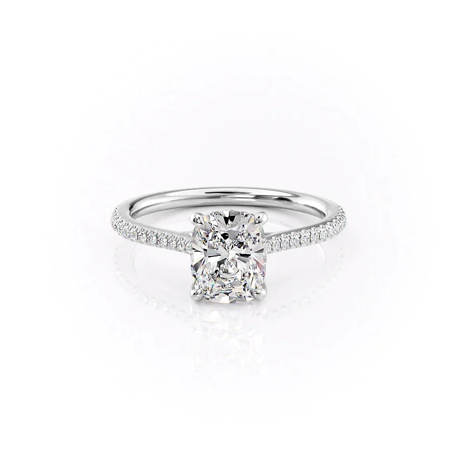 The Pave Lexie Set With A 2 Carat Elongated Cushion Lab Diamond