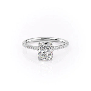 The Pave Lexie Set With A 4.5 Carat Elongated Cushion Moissanite