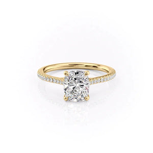The Pave Lexie Set With A 1.5 Carat Elongated Cushion Moissanite