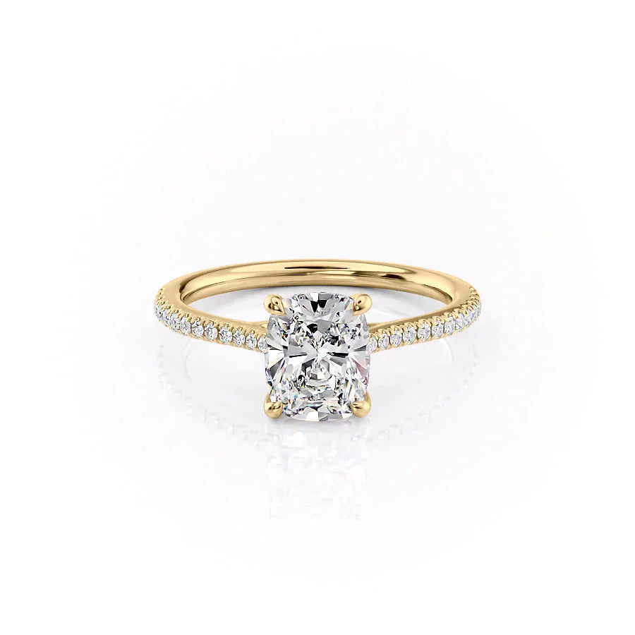 The Pave Lexie Set With A 3 Carat Elongated Cushion Lab Diamond
