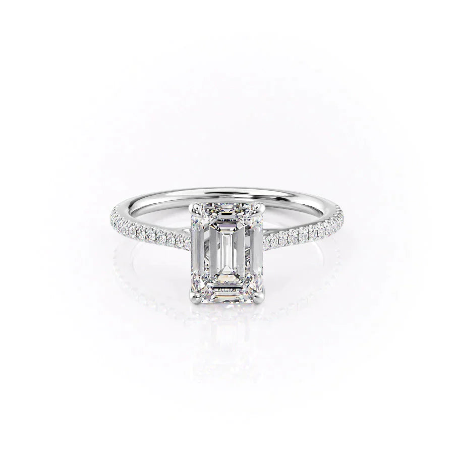 The Pave Lexie Set With A 3 Carat Emerald Lab Diamond