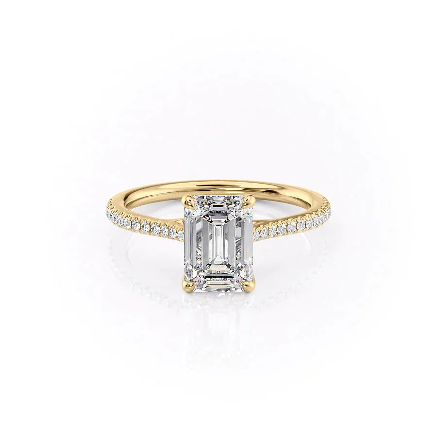 The Pave Lexie Set With A 2.5 Carat Emerald Moissanite