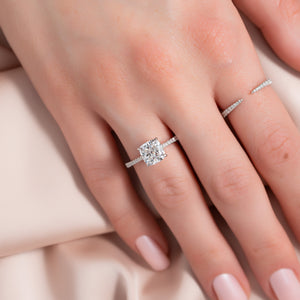 The Pave Lexie Set With A 2.5 Carat Cushion Moissanite