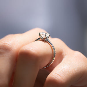 The Lexie Set With A 3.5 Carat Elongated Cushion Moissanite