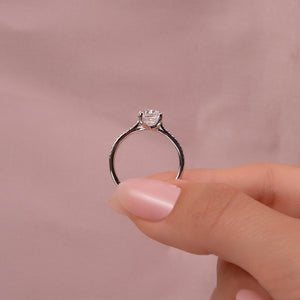 The Lexie Set With A 3.5 Carat Elongated Cushion Moissanite