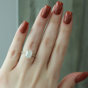 The Pave Lexie Set With A 3 Carat Elongated Cushion Lab Diamond