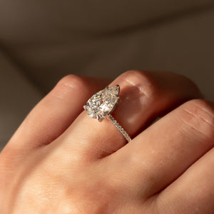The Pave Lexie Set With A 1 Carat Pear Moissanite