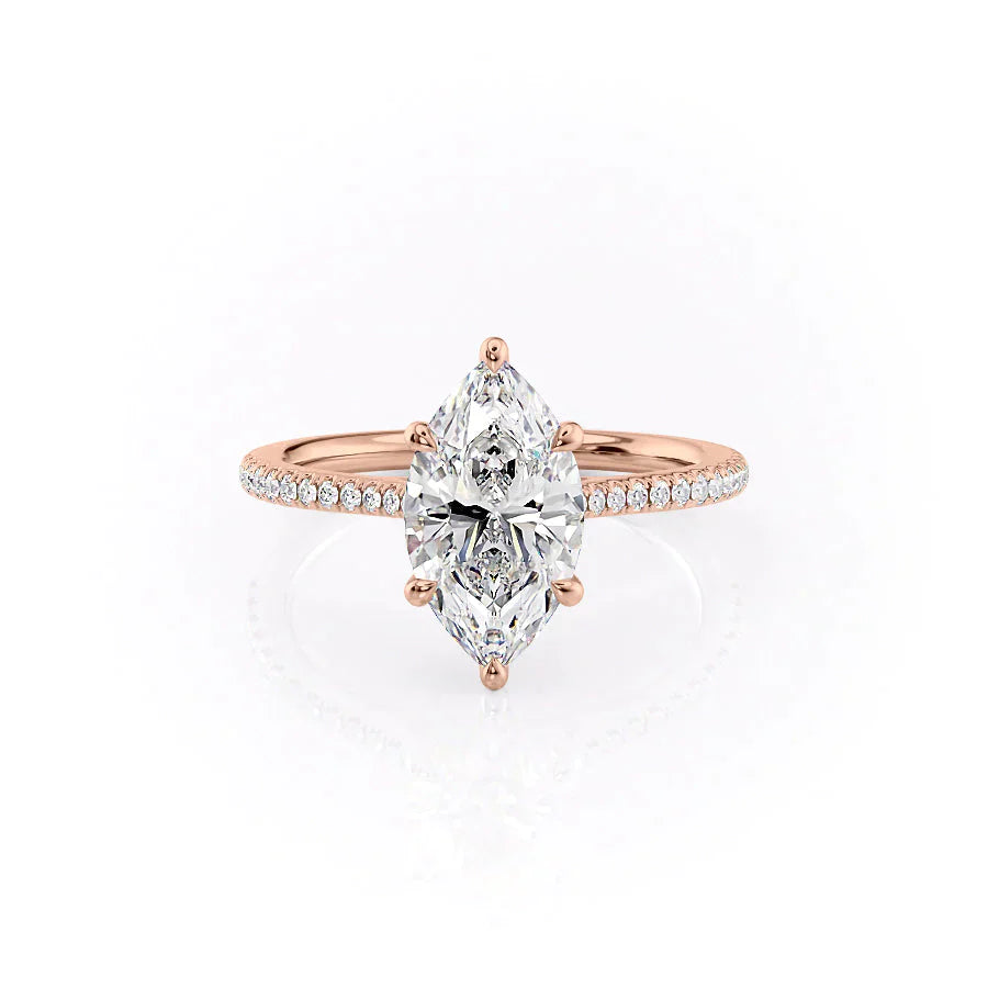 The Pave Lexie Set With A 2.5 Carat Marquise Lab Diamond