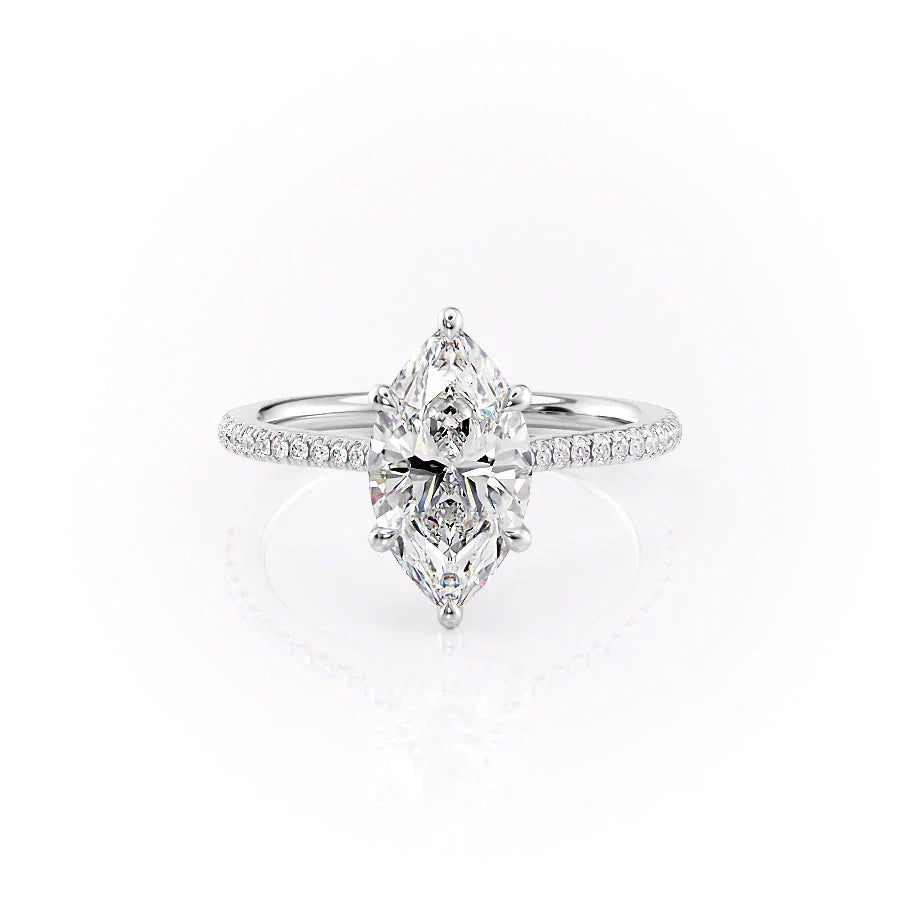 The Pave Lexie Set With A 1.5 Carat Marquise Moissanite