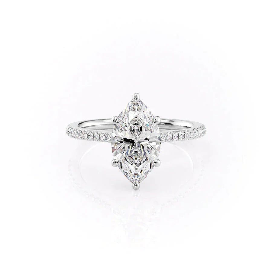 The Pave Lexie Set With A 1.5 Carat Marquise Lab Diamond