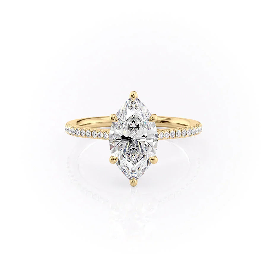 The Pave Lexie Set With A 2.5 Carat Marquise Moissanite