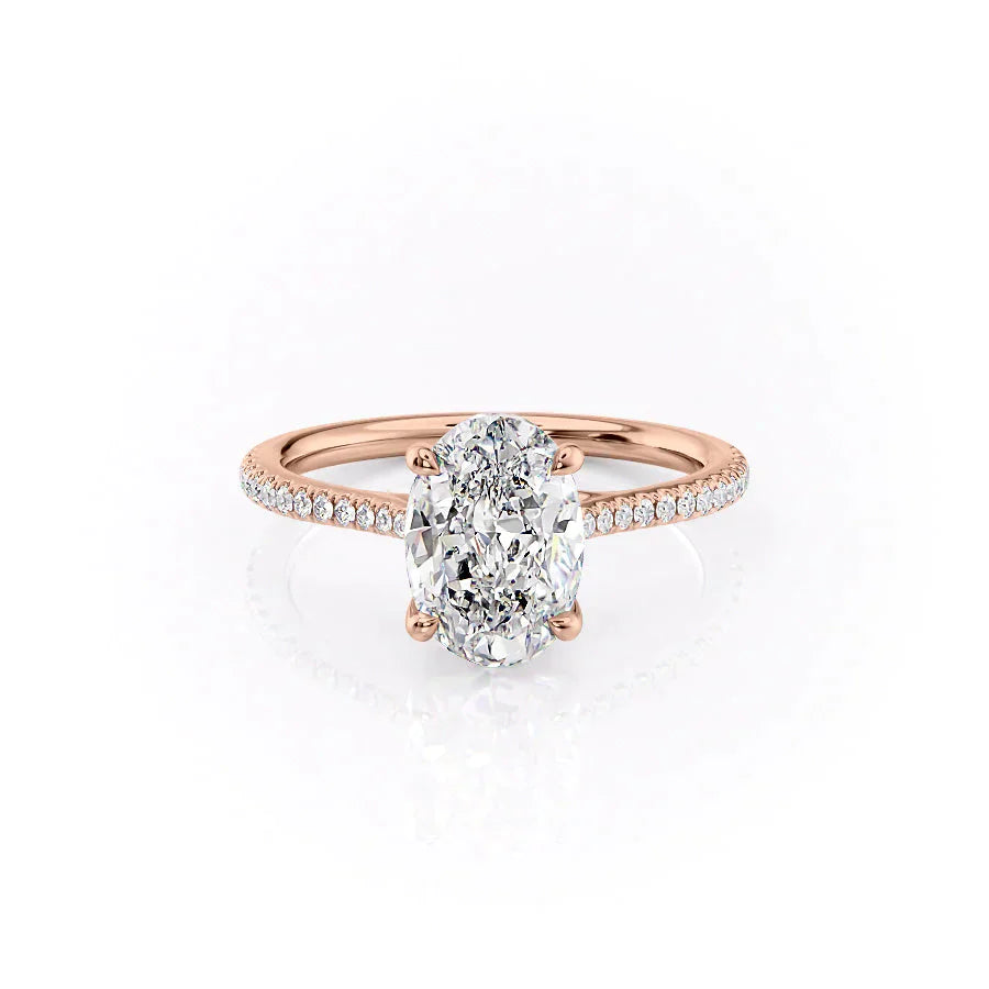 The Pave Lexie Set With A 1 Carat Oval Lab Diamond