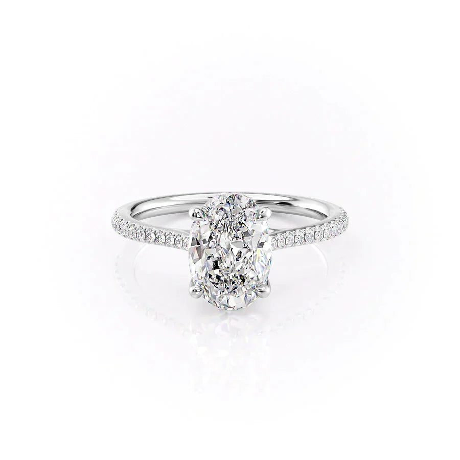 The Pave Lexie Set With A 1 Carat Oval Lab Diamond