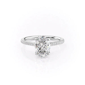 The Pave Lexie Set With A 1.5 Carat Oval Lab Diamond