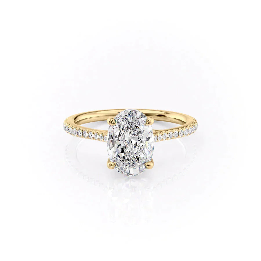The Pave Lexie Set With A 1.5 Carat Oval Moissanite