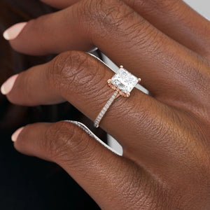 The Pave Lexie Set With A 1.5 Carat Princess Lab Diamond