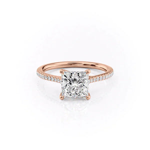The Pave Lexie Set With A 1.5 Carat Princess Moissanite